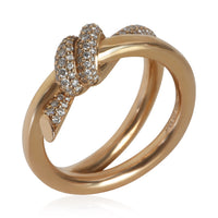 Tiffany & Co. Rose Gold Diamond Double Row Knot Ring 6
