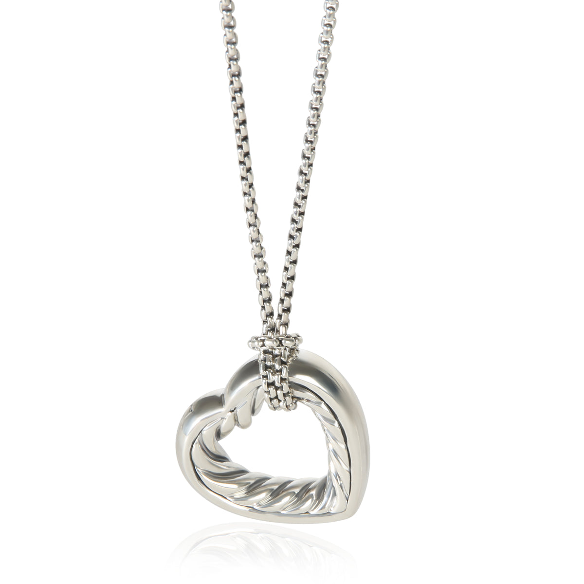 David Yurman Sterling Silver Cable Heart Necklace fv