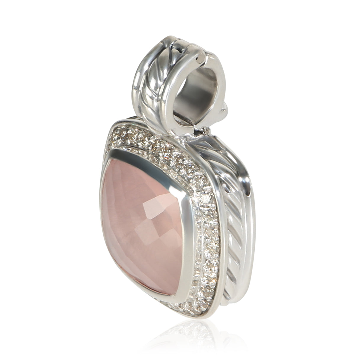 David Yurman Sterling Silver Quartz and Diamond Albion Pendant 2