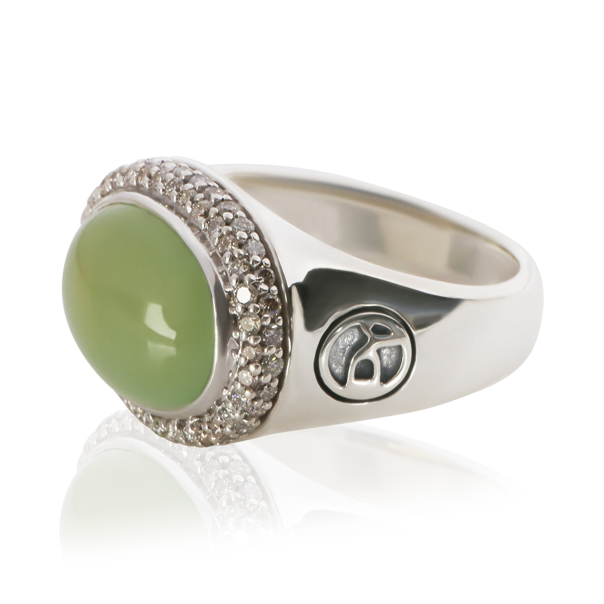 David Yurman Sterling Silver Chalcedony and Diamond Signature Oval Ring 2
