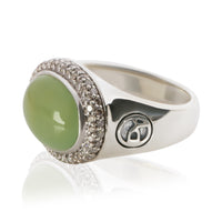 David Yurman Sterling Silver Chalcedony and Diamond Signature Oval Ring 2