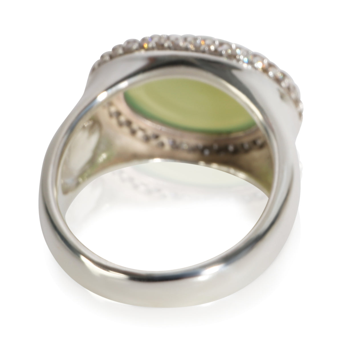 David Yurman Sterling Silver Chalcedony and Diamond Signature Oval Ring 3
