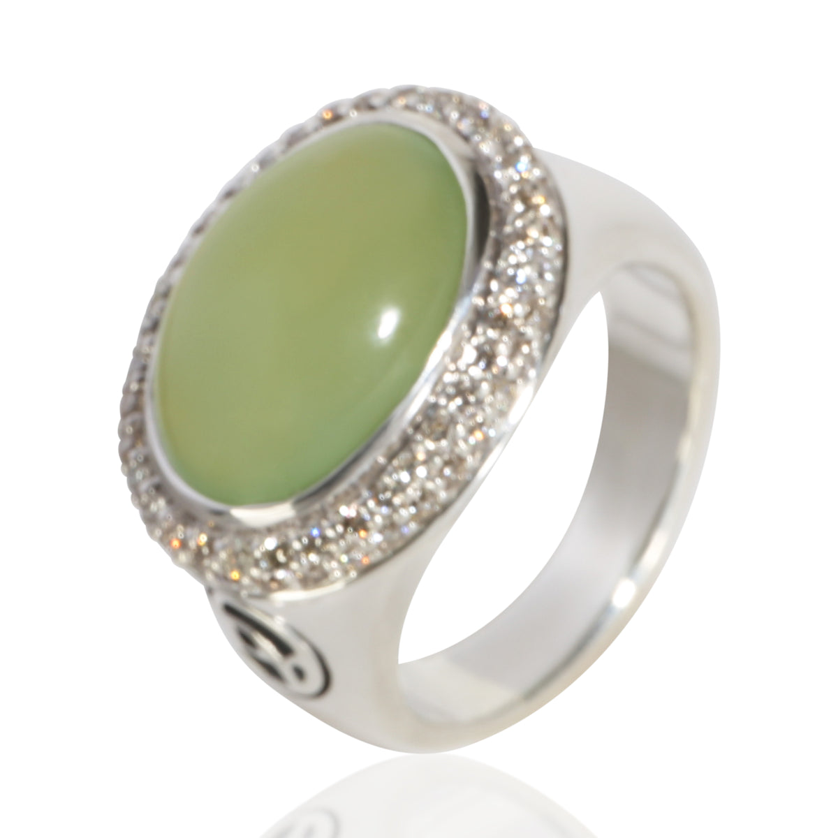 David Yurman Sterling Silver Chalcedony and Diamond Signature Oval Ring 4
