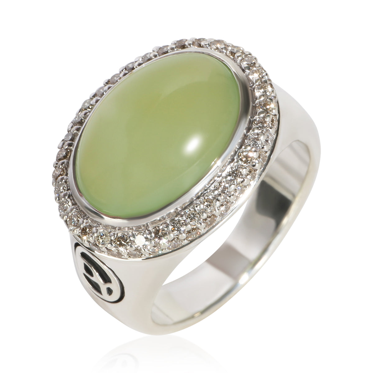 David Yurman Sterling Silver Chalcedony and Diamond Signature Oval Ring 5