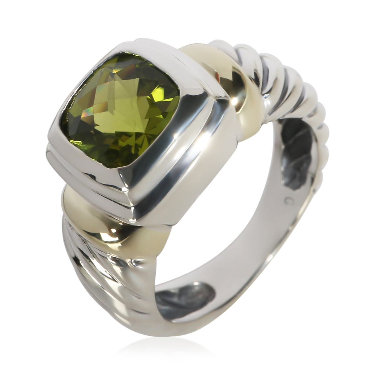 David Yurman Sterling Silver Peridot Noblesse Ring 4
