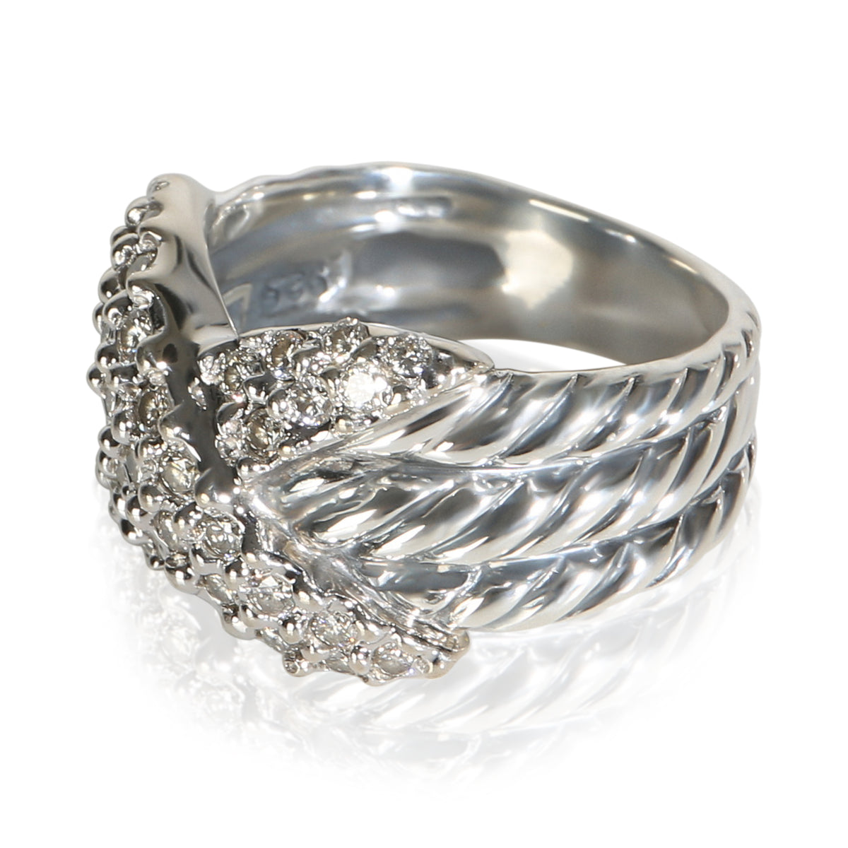 David Yurman Sterling Silver Diamond Cable X Ring 2
