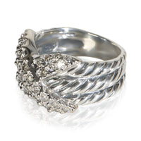 David Yurman Sterling Silver Diamond Cable X Ring 2