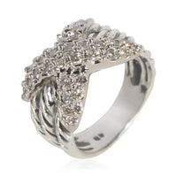 David Yurman Sterling Silver Diamond Cable X Ring 4