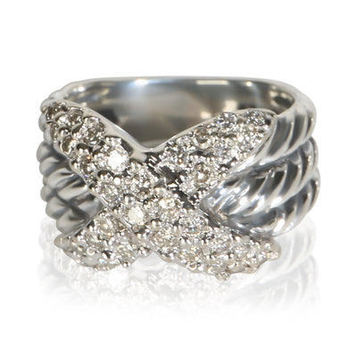 David Yurman Sterling Silver Diamond Cable X Ring fv