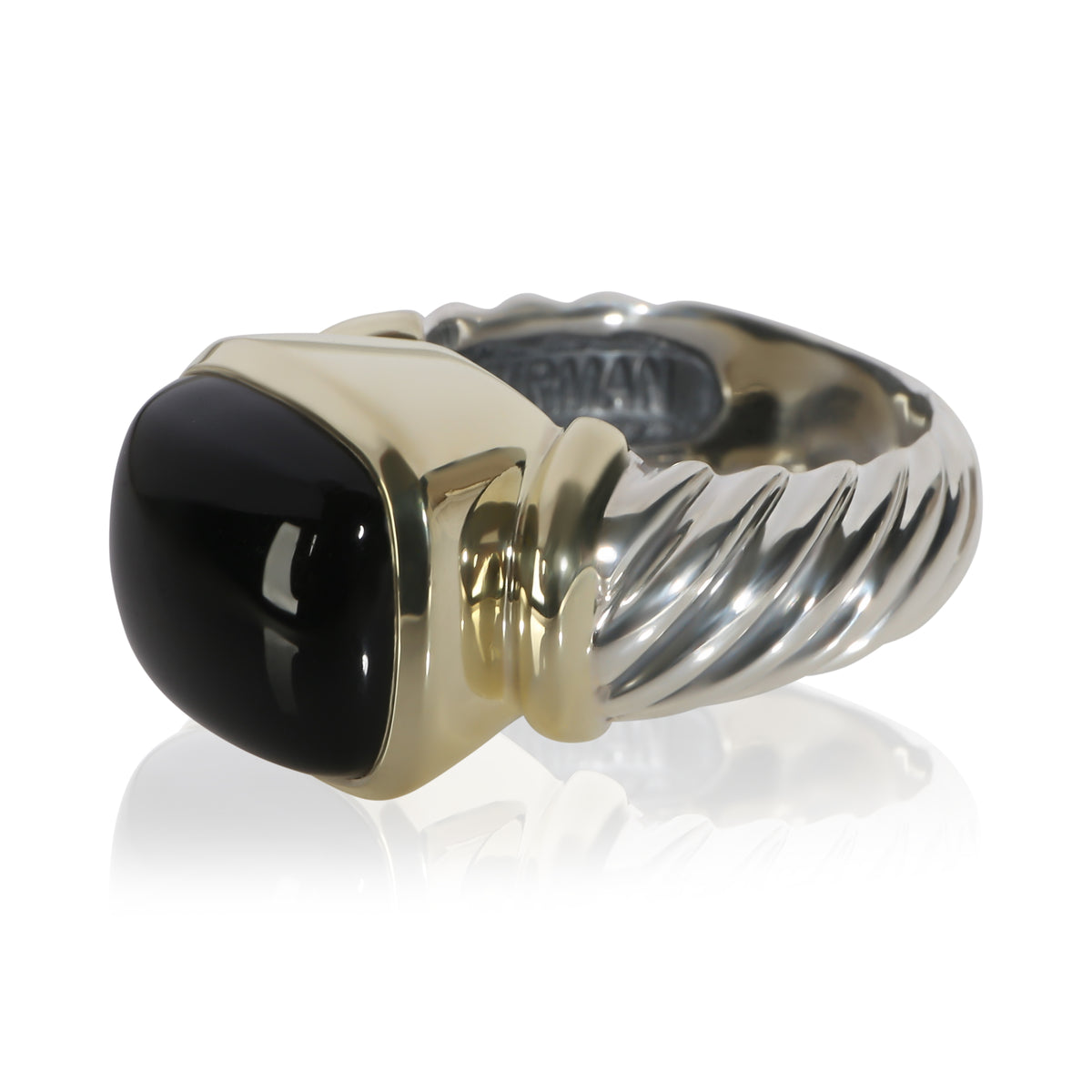 David Yurman Yellow Gold & Sterling Silver Onyx Noblesse Ring 2