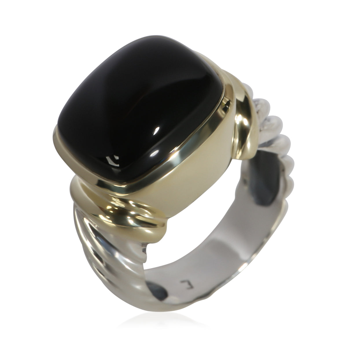 David Yurman Yellow Gold & Sterling Silver Onyx Noblesse Ring 4
