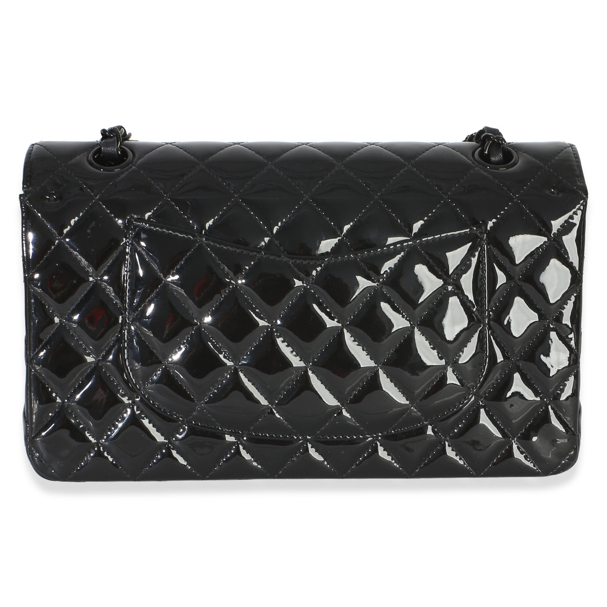 Chanel So Black Quilted Patent Medium Classic Double Flap Bag Handbag 3