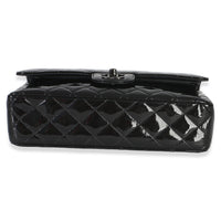 Chanel So Black Quilted Patent Medium Classic Double Flap Bag Handbag 4
