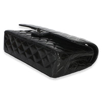 Chanel So Black Quilted Patent Medium Classic Double Flap Bag Handbag 5