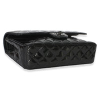 Chanel So Black Quilted Patent Medium Classic Double Flap Bag Handbag 6