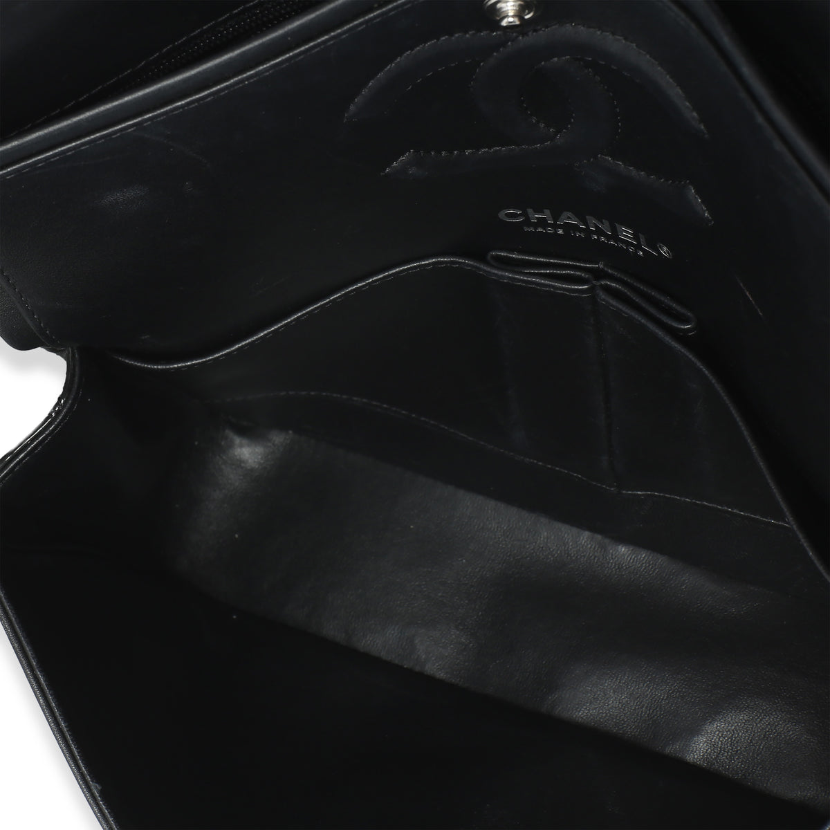 Chanel So Black Quilted Patent Medium Classic Double Flap Bag Handbag 8