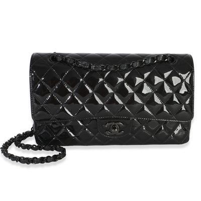Chanel So Black Quilted Patent Medium Classic Double Flap Bag Handbag id