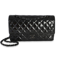 Chanel So Black Quilted Patent Medium Classic Double Flap Bag Handbag id