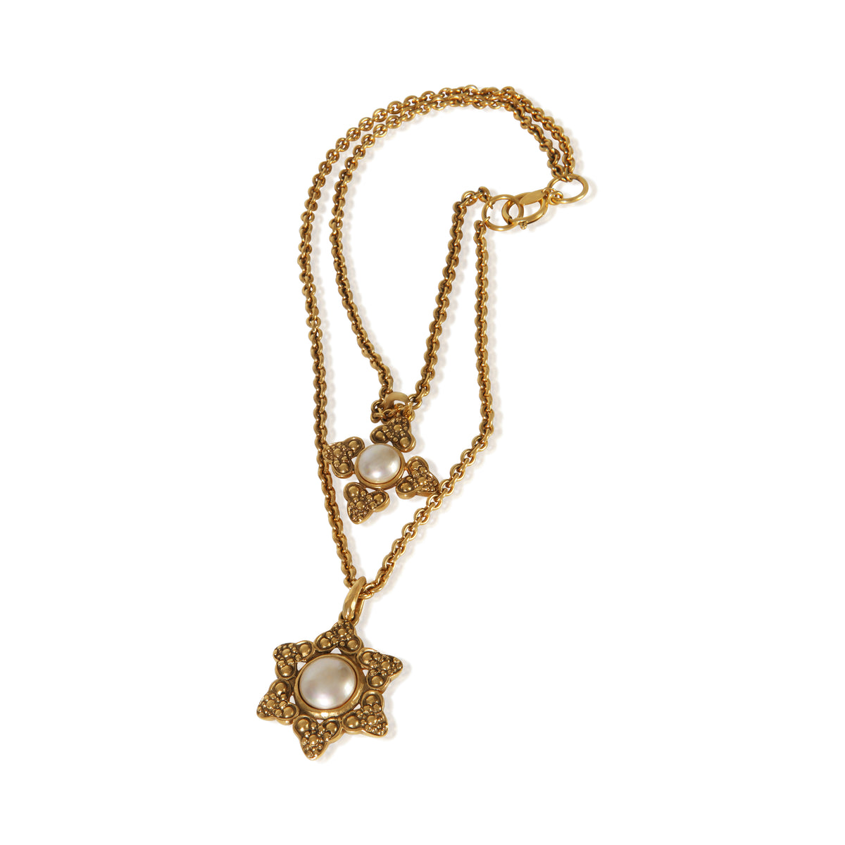 Chanel Gold Plated Vintage Faux Pearl Pendant 3
