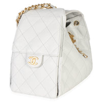 Chanel Light Grey Quilted Caviar Small  25 Hobo Handbag 3
