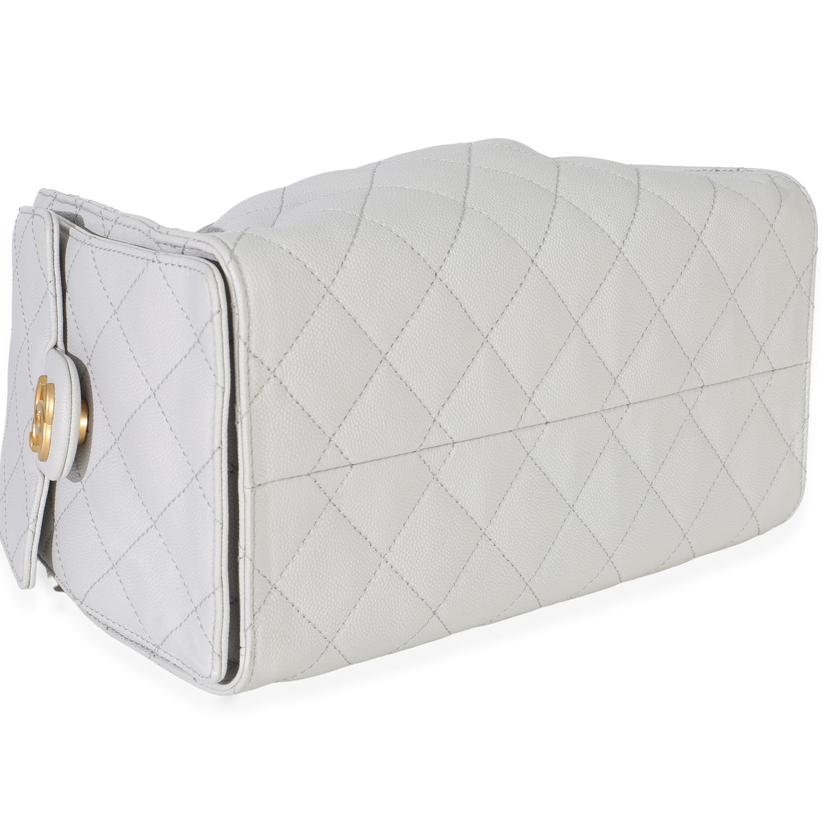 Chanel Light Grey Quilted Caviar Small  25 Hobo Handbag 7