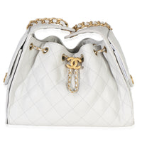 Chanel Light Grey Quilted Caviar Small  25 Hobo Handbag id