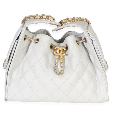 Chanel Light Grey Quilted Caviar Small  25 Hobo Handbag id