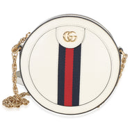 Gucci Mystic White Textured Calfskin Web Mini Ophidia Round Bag Handbag id