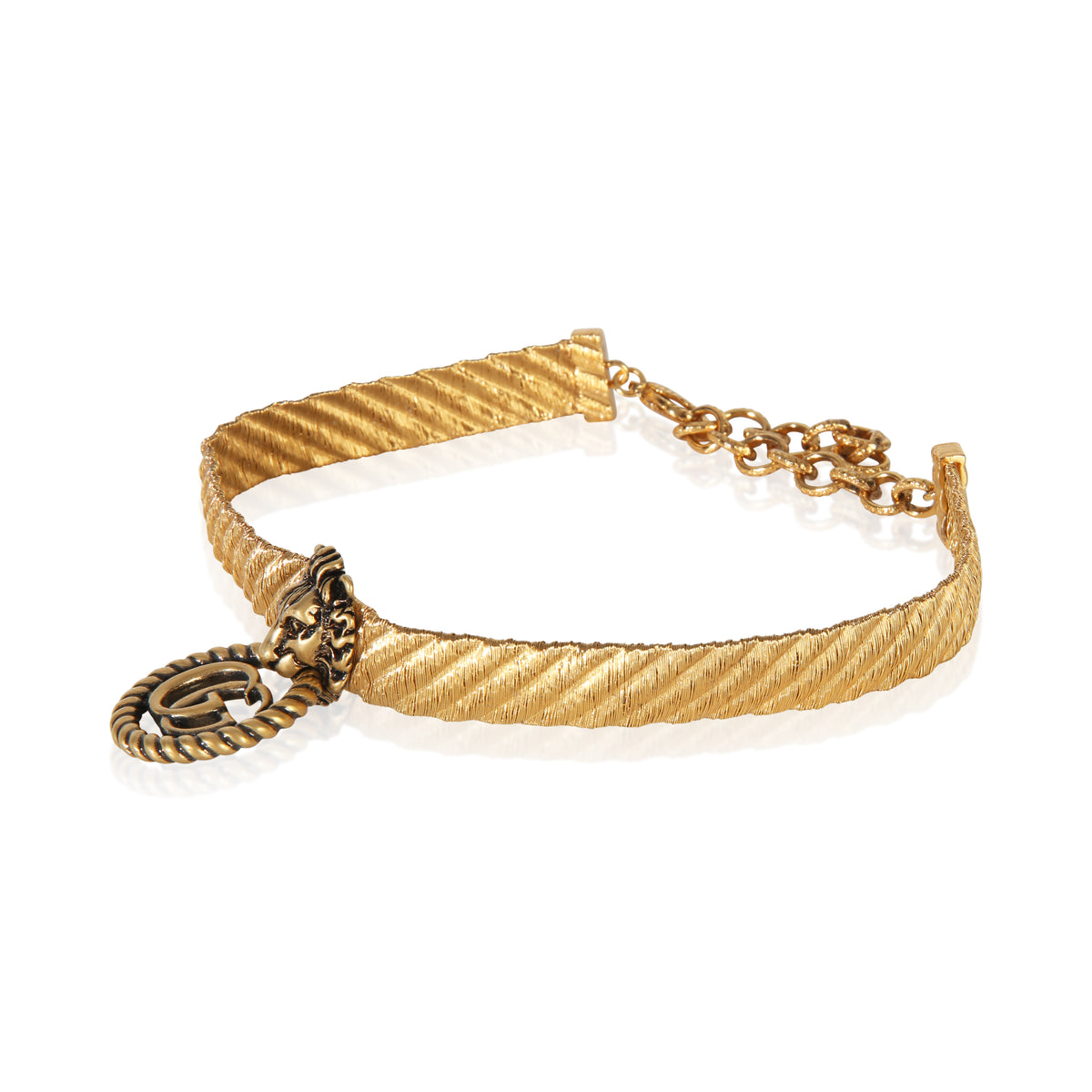 Gucci Gold Plated Lion Head Double G Choker Necklace 2