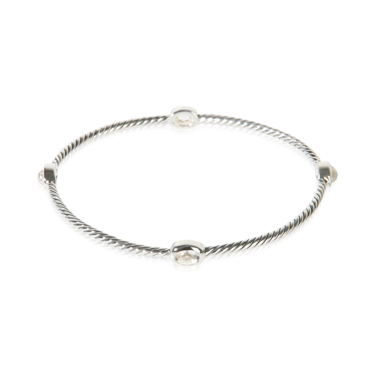 David Yurman Sterling Silver Quartz 4 Station Cable Bracelet 2