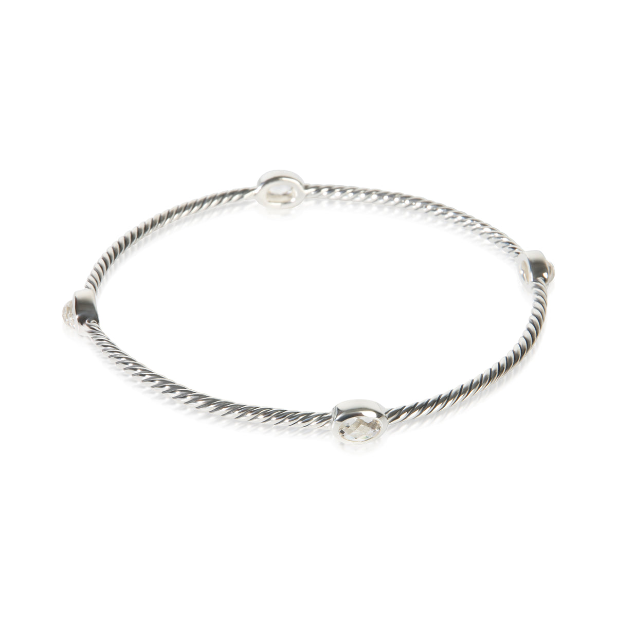 David Yurman Sterling Silver Quartz 4 Station Cable Bracelet 4