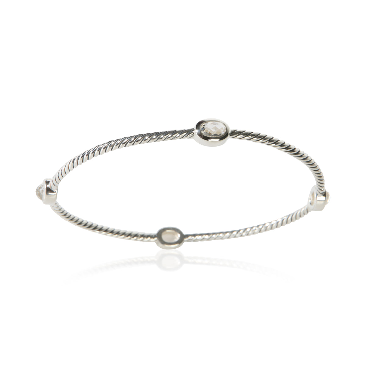 David Yurman Sterling Silver Quartz 4 Station Cable Bracelet 5