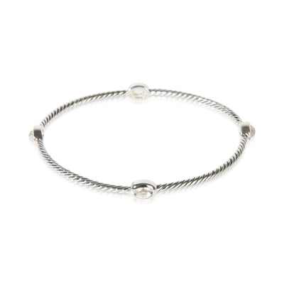 David Yurman Sterling Silver Quartz 4 Station Cable Bracelet fv
