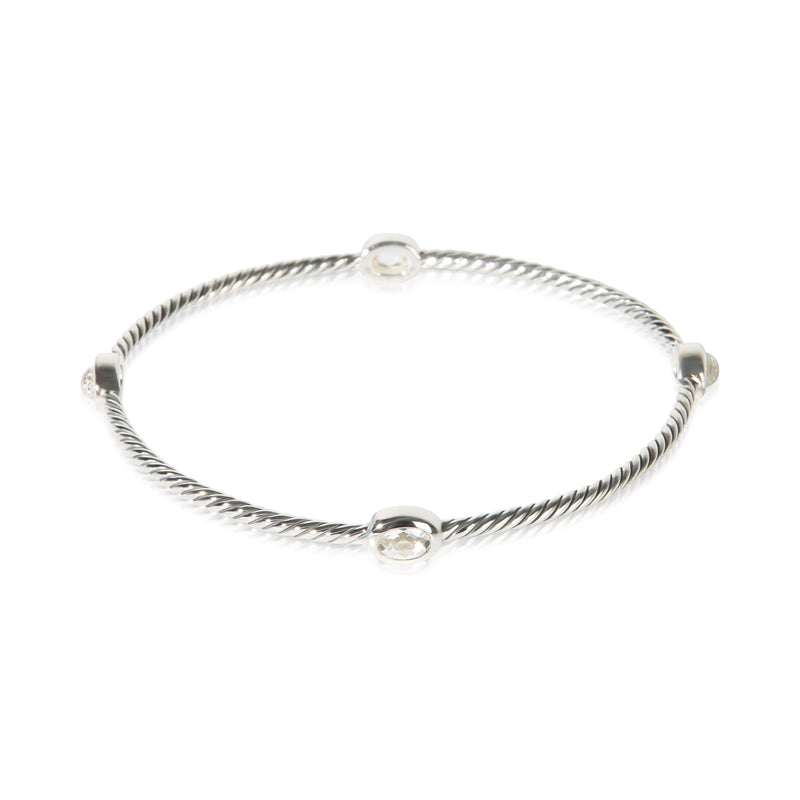 David Yurman Sterling Silver Quartz 4 Station Cable Bracelet fv