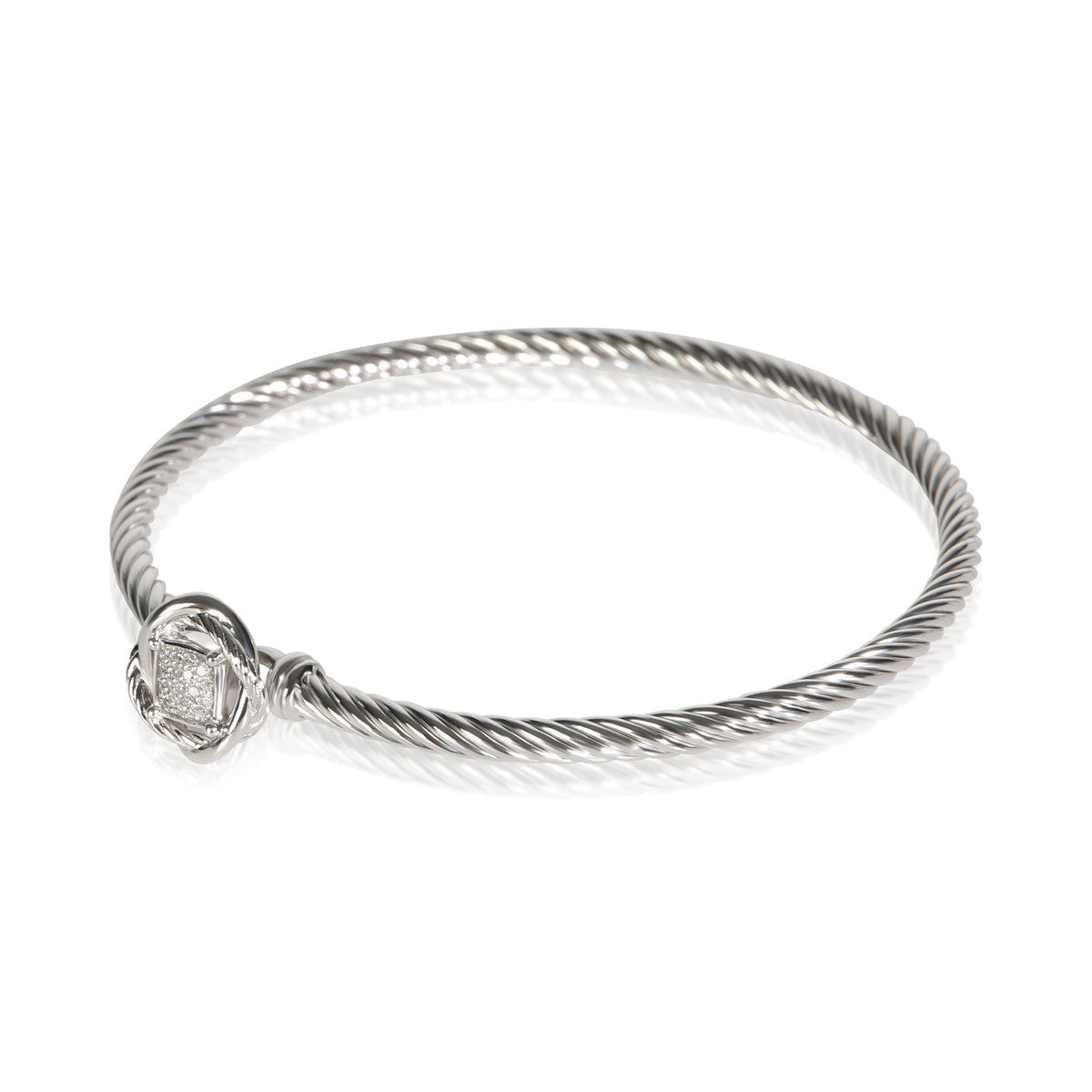 David Yurman Sterling Silver Diamond Infinity Bangle Bracelet 2