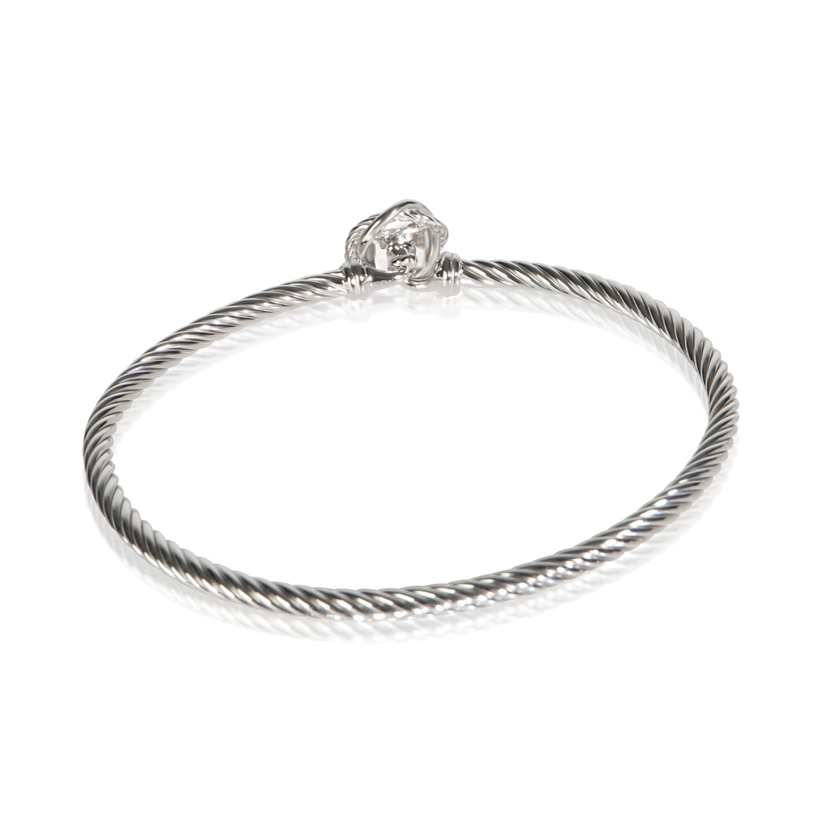 David Yurman Sterling Silver Diamond Infinity Bangle Bracelet 3