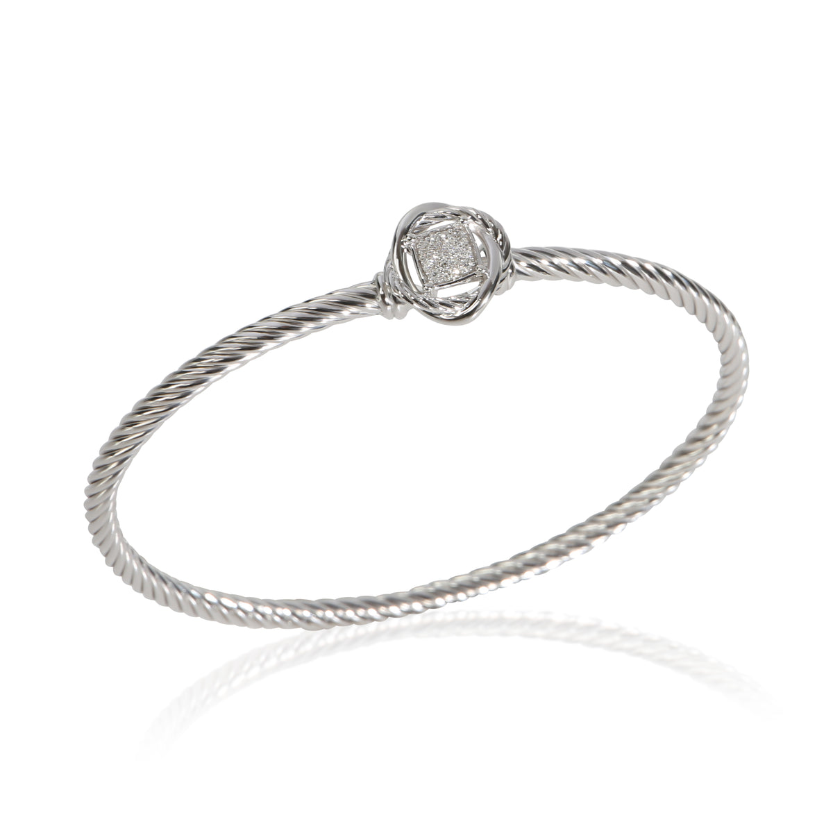 David Yurman Sterling Silver Diamond Infinity Bangle Bracelet 4