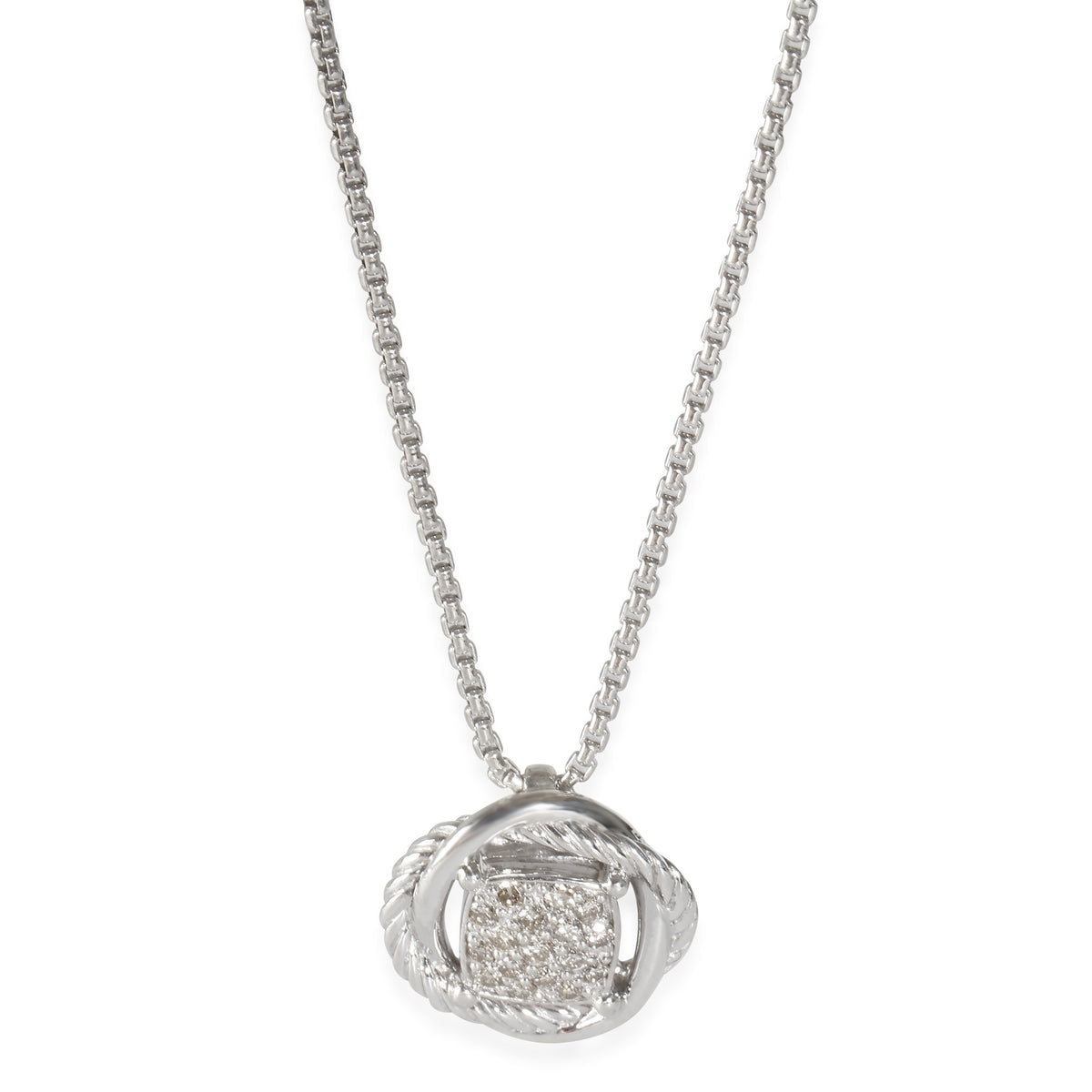 David Yurman Sterling Silver Diamond Infinity Pendant