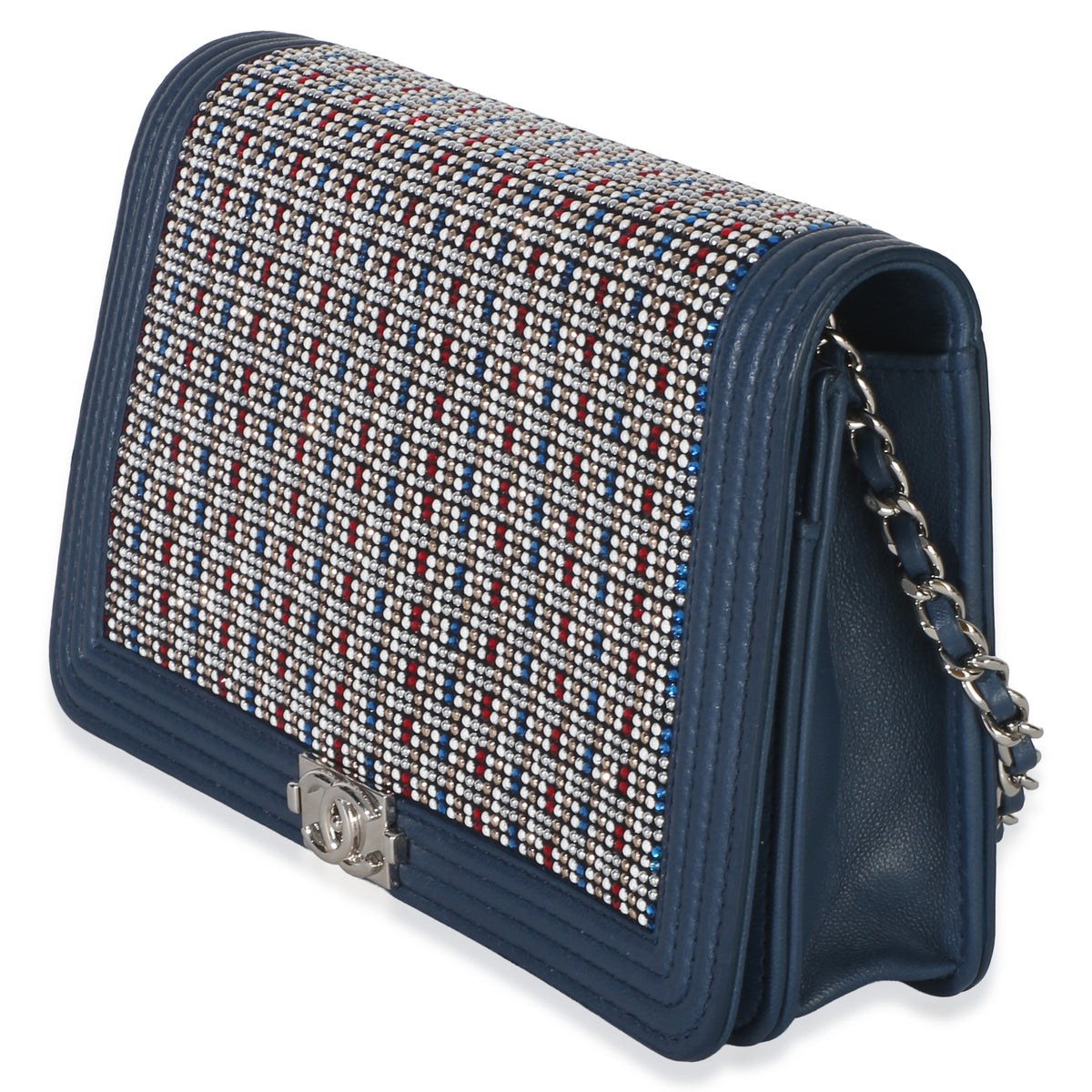 Chanel Paris Cuba Blue Multicolor Lambskin Strass Boy Wallet On Chain Handbag 2