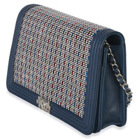 Chanel Paris Cuba Blue Multicolor Lambskin Strass Boy Wallet On Chain Handbag 2