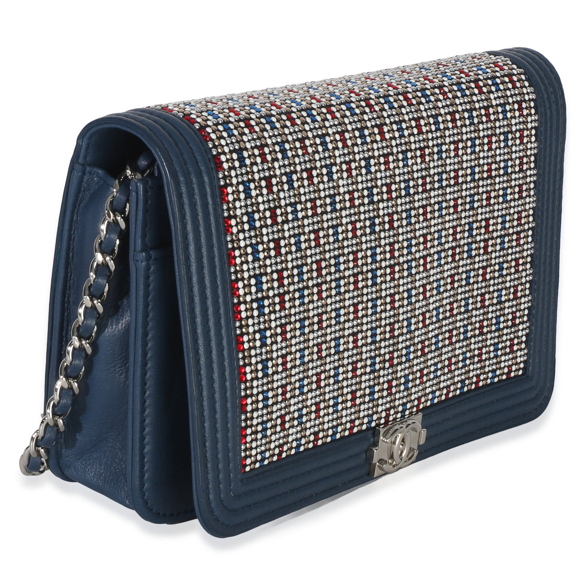 Chanel Paris Cuba Blue Multicolor Lambskin Strass Boy Wallet On Chain Handbag 3