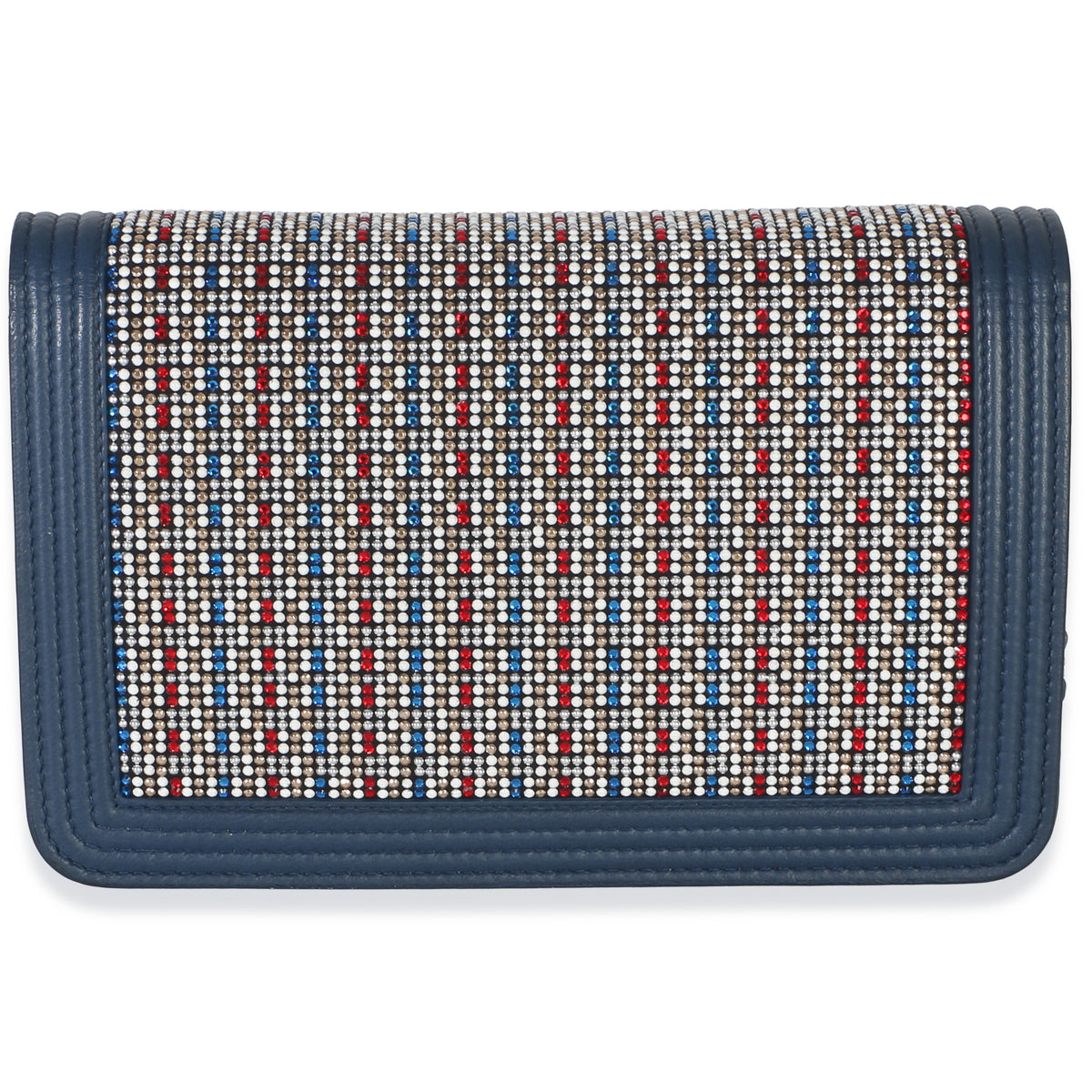Chanel Paris Cuba Blue Multicolor Lambskin Strass Boy Wallet On Chain Handbag 4