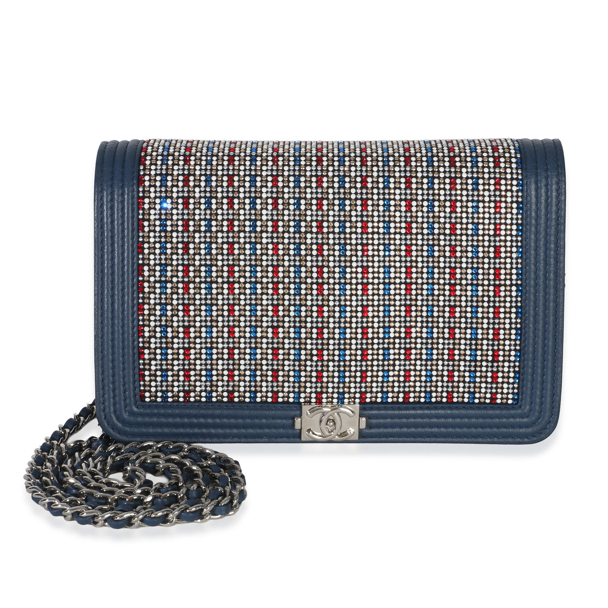 Chanel Paris Cuba Blue Multicolor Lambskin Strass Boy Wallet On Chain Handbag id