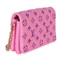 Louis Vuitton Pink Purple Lambskin Embossed Monogram Pochette Coussin Handbag 3