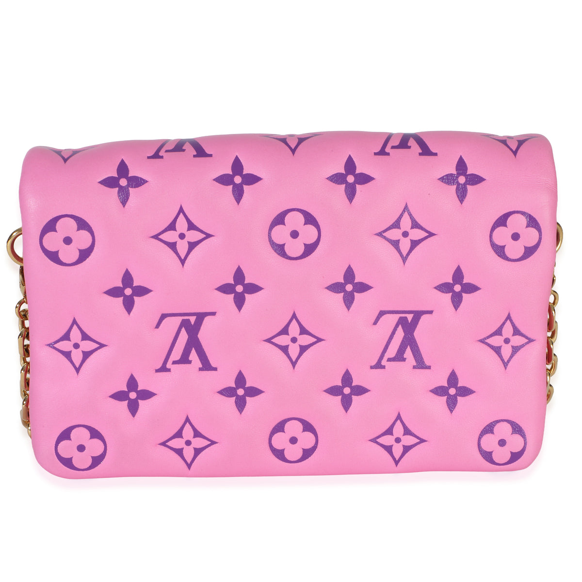 Louis Vuitton Pink Purple Lambskin Embossed Monogram Pochette Coussin Handbag 4