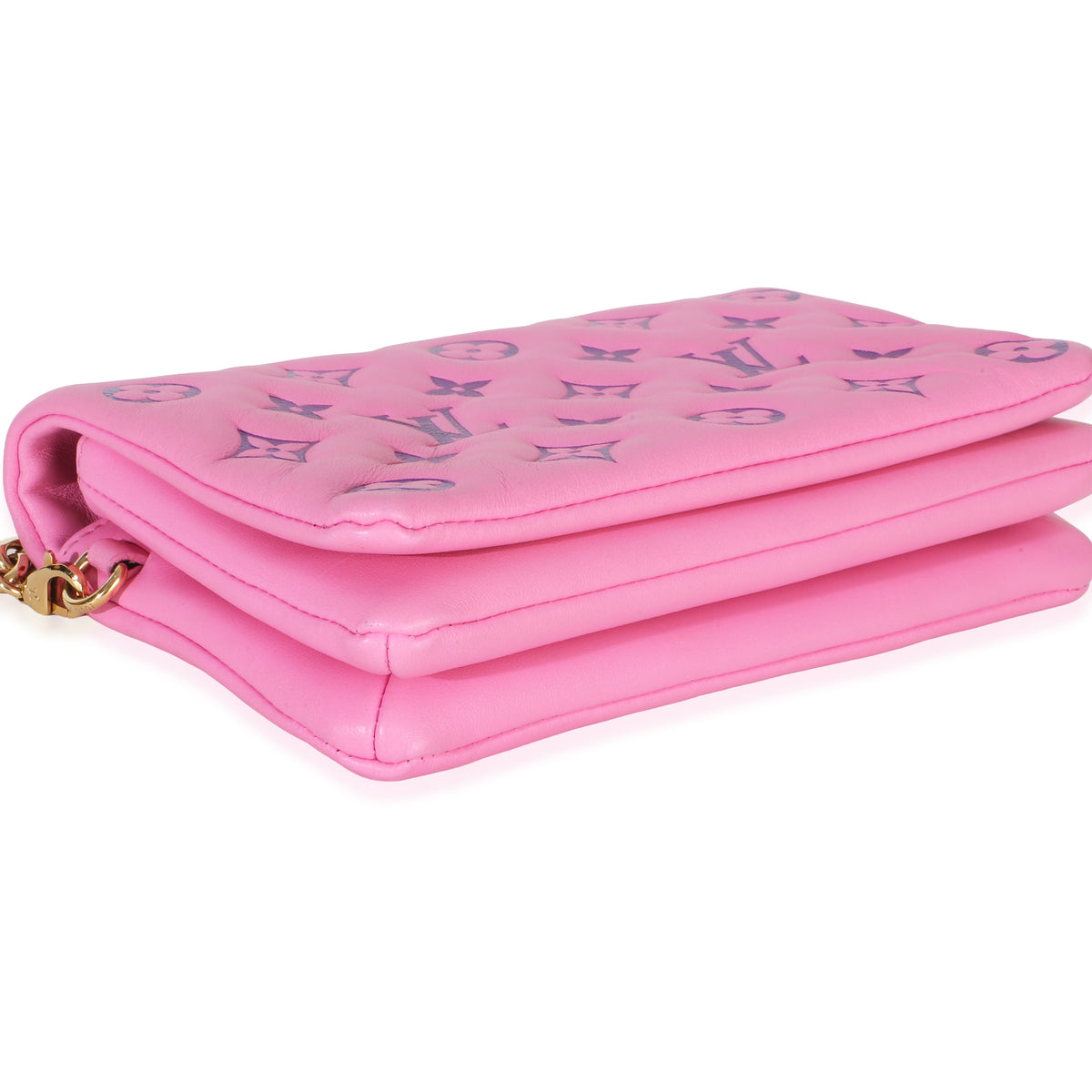 Louis Vuitton Pink Purple Lambskin Embossed Monogram Pochette Coussin Handbag 7
