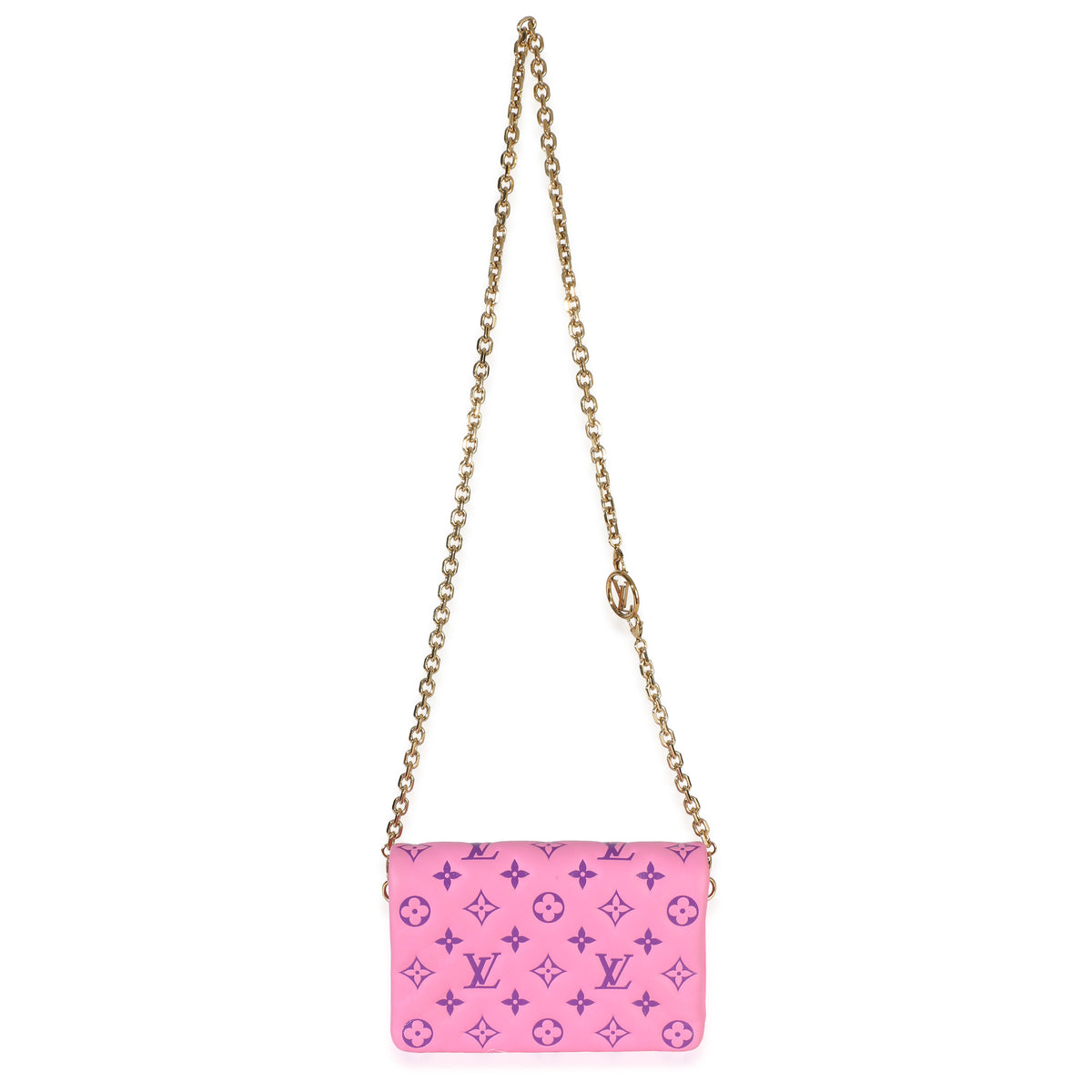 Louis Vuitton Pink Purple Lambskin Embossed Monogram Pochette Coussin Handbag 8
