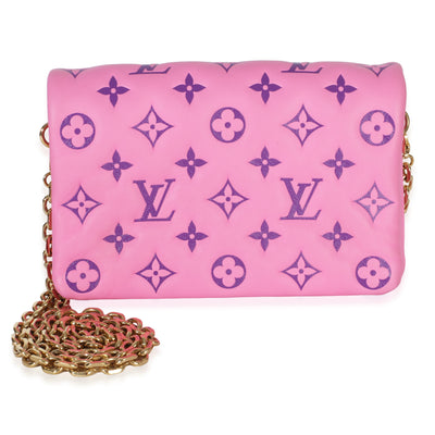 Louis Vuitton Pink Purple Lambskin Embossed Monogram Pochette Coussin Handbag id