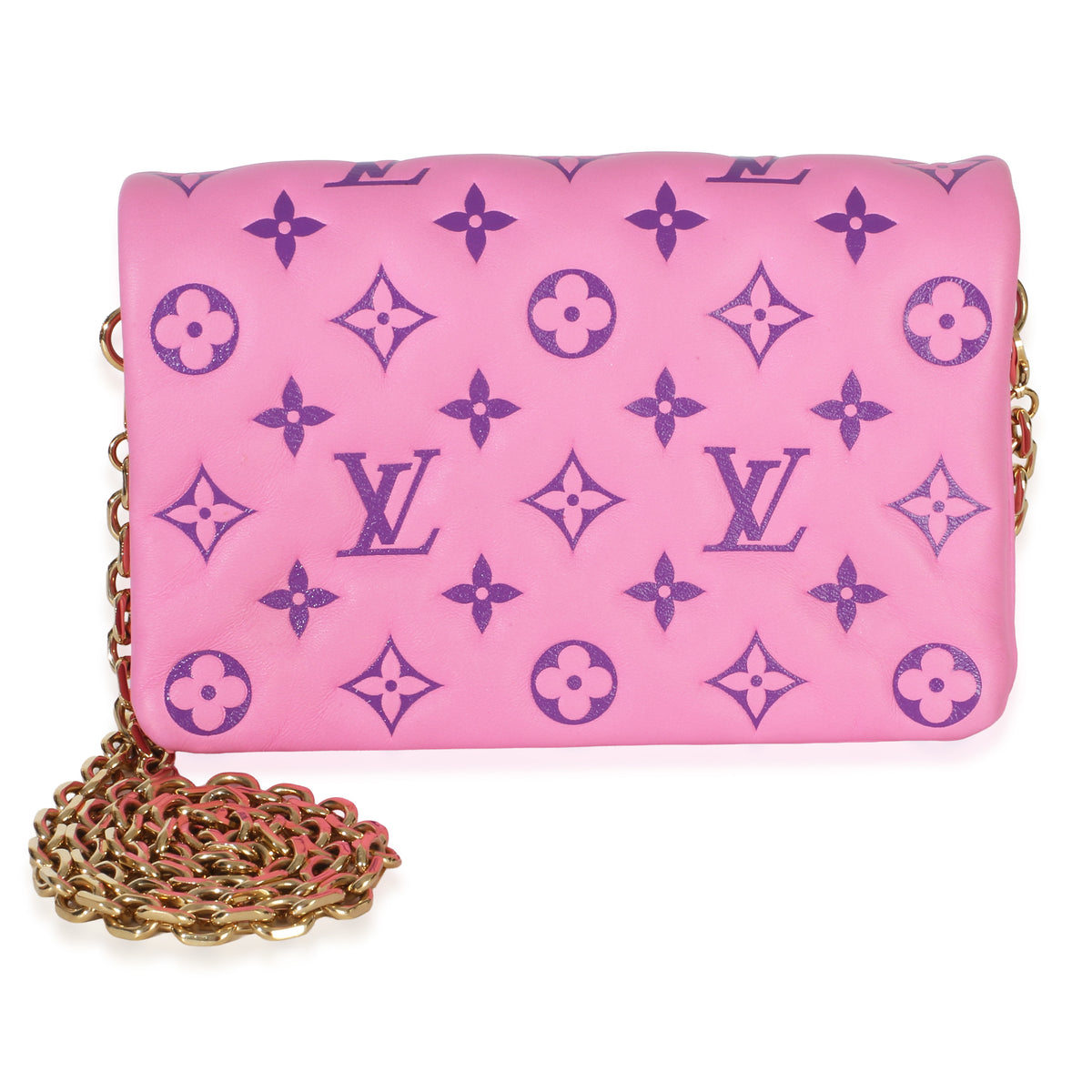 Louis Vuitton Pink Purple Lambskin Embossed Monogram Pochette Coussin Handbag id