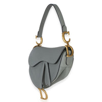 Christian Dior Blue Grey Grained Calfskin Medium Saddle Bag Handbag 2